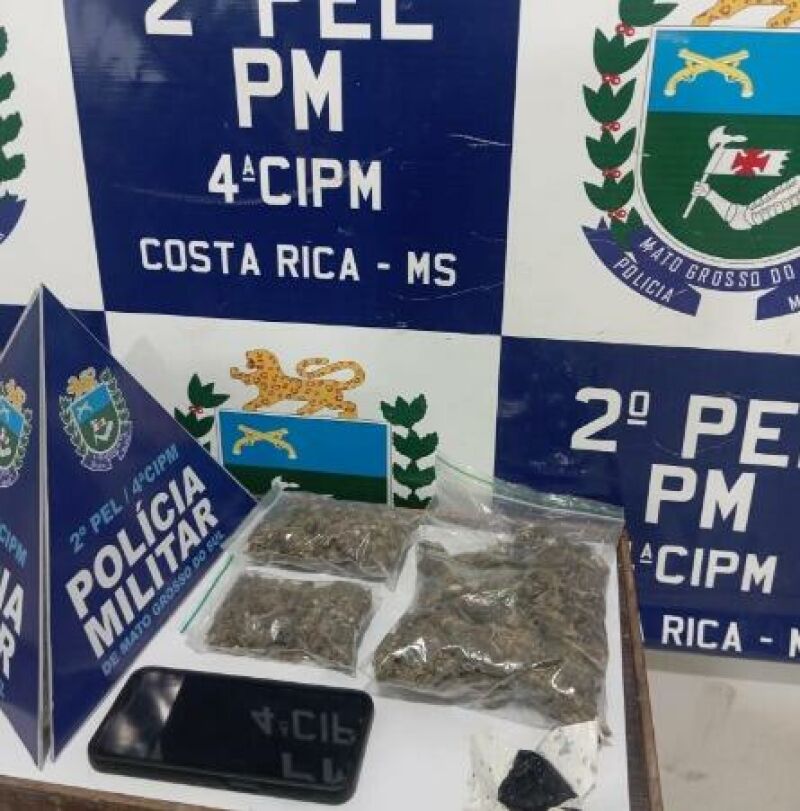 Ilustração da notícia Skunk e haxixe são apreendidos com homem de 37 anos durante abordagem da PM em Costa Rica